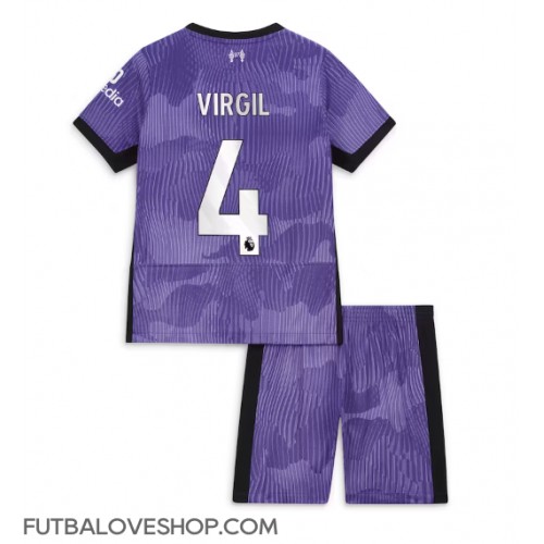 Dres Liverpool Virgil van Dijk #4 Tretina pre deti 2023-24 Krátky Rukáv (+ trenírky)